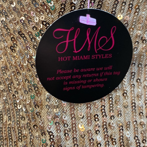 Hot Miami Styles Gold sequin beaded dress large - Picture 4 of 13